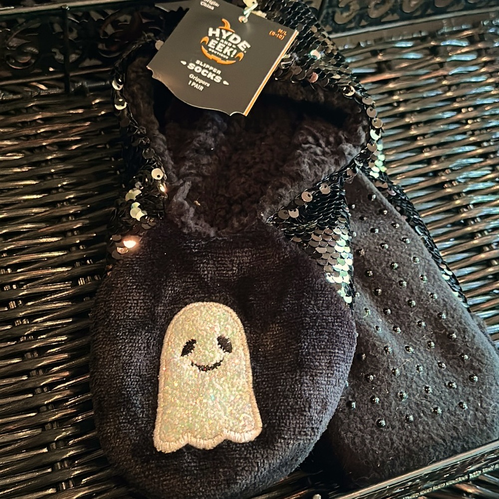 🌷3 for $12 Hyde & Eek GHOST Slipper Gripper Socks Size M/L 8-10 Women’s